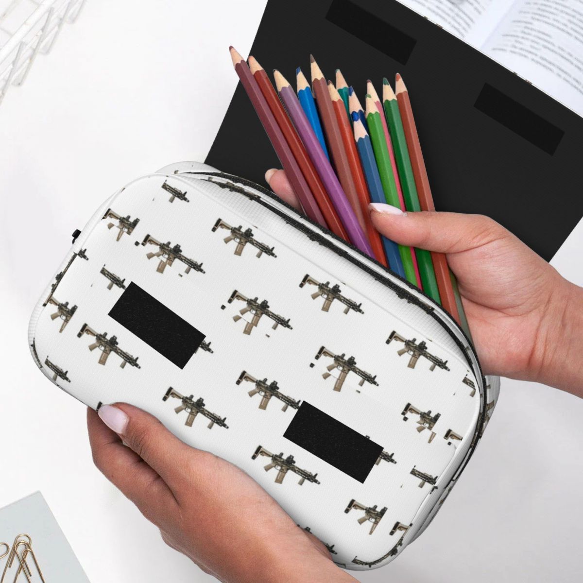 AR-15 Tan Camo Gun - White Pen - Tan Stationery & Office Supply review and price