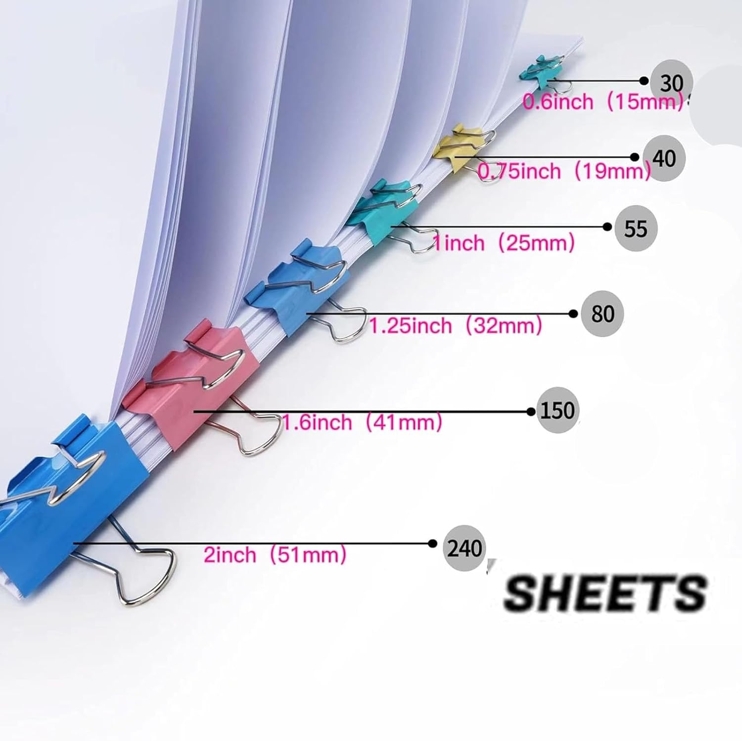 Foldback Clips, 40 Paper Clips - Binder Clip Assorted review and price